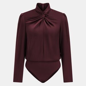 Commense Burgundy Satin Bodysuit Size XS NWT